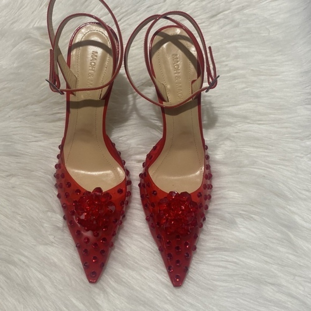 New Mach‎ & Mach crystal embellished clear ankle strap pump size 40EU - Picture 3 of 15